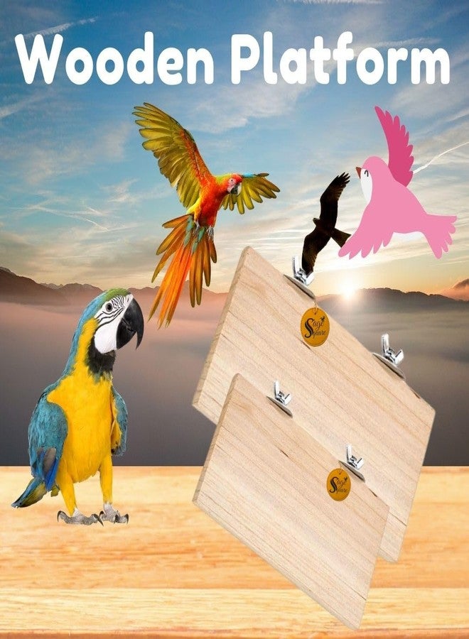 Sage Square Wooden Stand Platform Made of Natural Wood Combo of Two (9 * 4.5 & 12 * 4.5 inches) Rectangle Shaped Perch Stand, Cage Accessories, Gym, Playful Toy, Suitable for Birds, Parrots, Budgies - Image 3